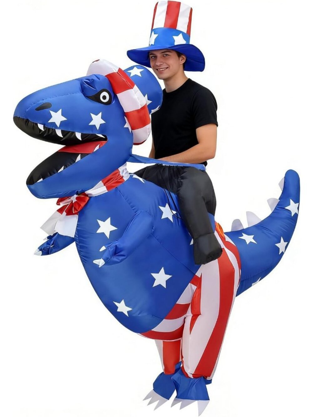 Inflatable Dinosaur Costume for 4th of July | Fun Adult Blow-up Ride-On Outfit